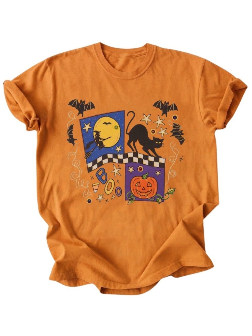 Spooky Halloween Cat Pumpkin Cotton Gildan T-Shirt